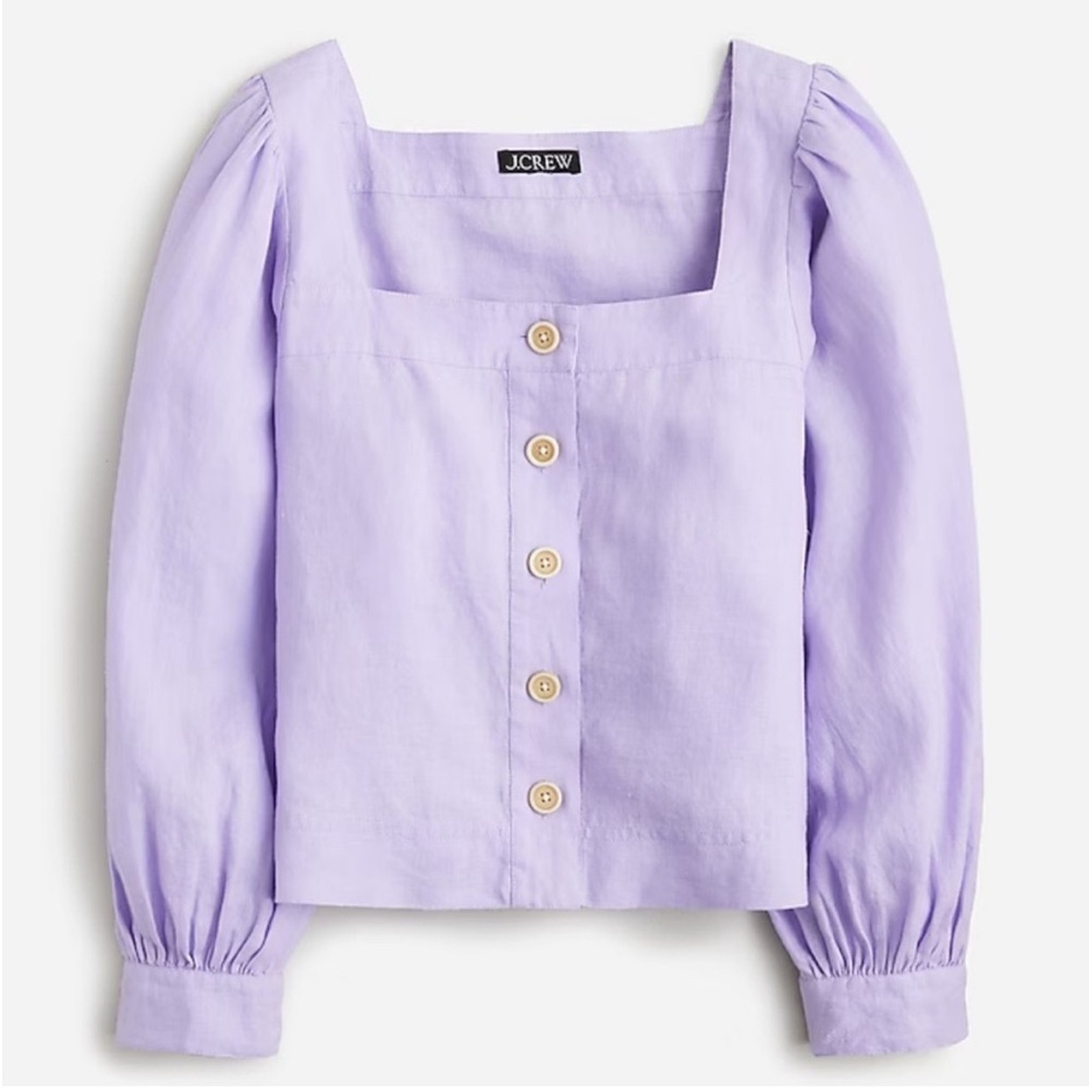 NWT J. Crew squareneck button-up top in linen